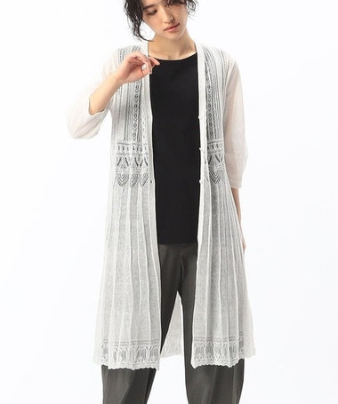 シアーレース編み ロングカーディガン