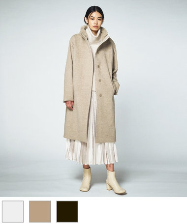 アンゴラウール スタンドフーデッドコート