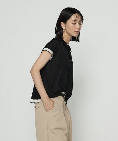 シルキー天竺ニット ポロニットプルオーバー