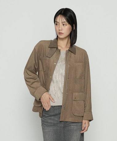 ストレッチスエード調 ブルゾン