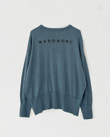 天竺編 ロゴ入りニットプルオーバー