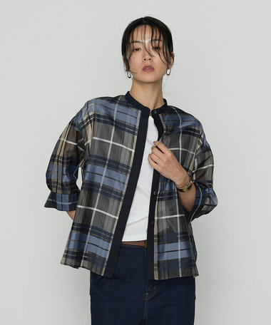 シルクドビーチェックビックシルエット シャツ羽織