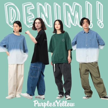 パープル&amp;イエローのこだわりデニム