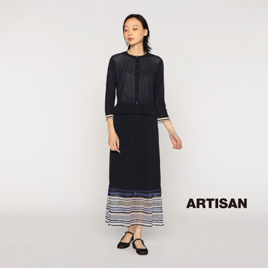 ワイドリブ×シアーボーダー ニット