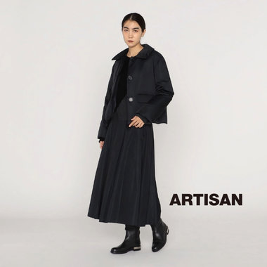 ステンカラーサテンショートダウン