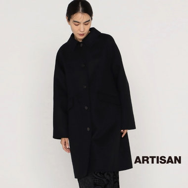 ステンカラーラグランスリーブウールコート