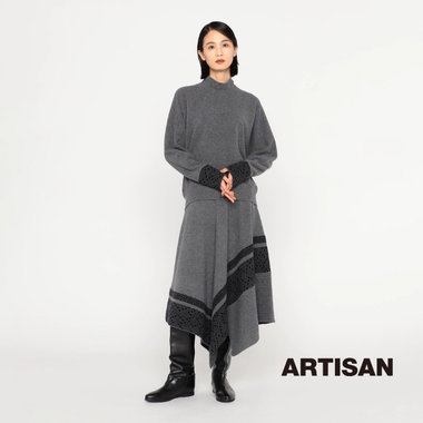 アシンメトリーパネルニットスカート