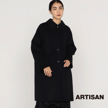 ステンカラーラグランスリーブウールコート