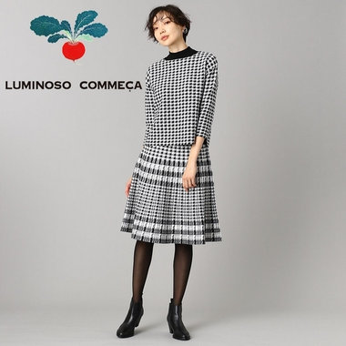 ギンガムチェック柄ニットアップ