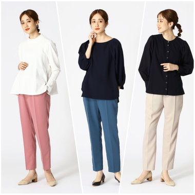 トップスとのバランスが良いきれいカラーのクロップド丈センタープレス入りパンツ