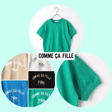 コムサフィユのロゴプリント 3本針ステッチTシャツ
