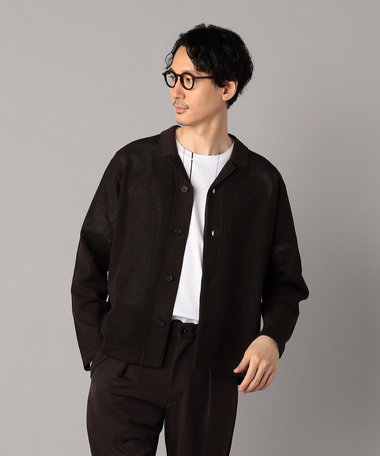 メッシュ編み ニットシャツ
