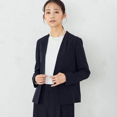 【セットアップ対応】ウォッシャブル ポリエステルツイル ノーカラージャケット