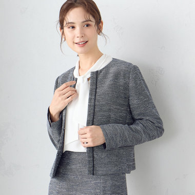 【セットアップ対応】ラメツイード ノーカラージャケット