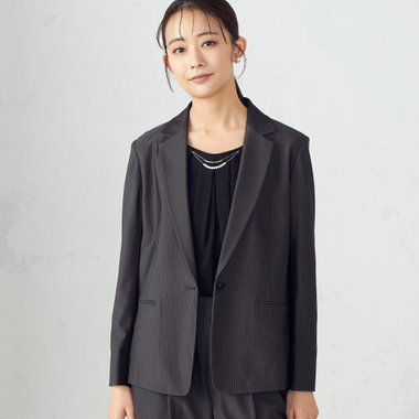 【セットアップ対応】ウォッシャブル ストライプ テーラードジャケット