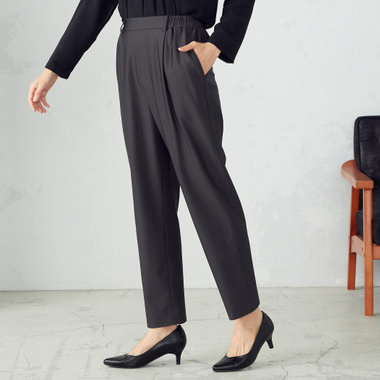 【セットアップ対応】ウォッシャブル ストライプ テーパードパンツ