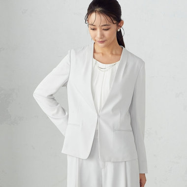 【セットアップ対応】ウォッシャブル ポリエステルツイル ノーカラージャケット