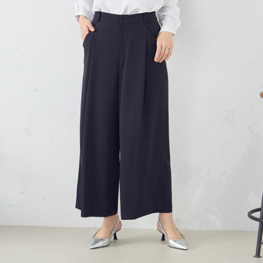 【セットアップ対応】ポリエステルツイル　ワイドパンツ