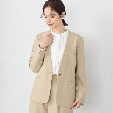 【セットアップ対応】ポリエステルレーヨン トロピカル ノーカラージャケット