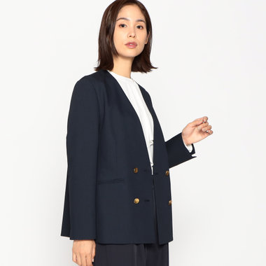 T/Rツイル Wブレスト ノーカラージャケット