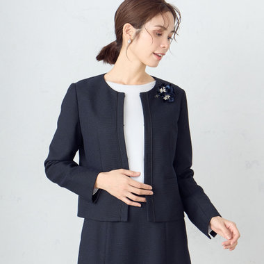 【セットアップ対応】ラメツイード ノーカラージャケット