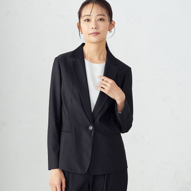 【セットアップ対応】ウォッシャブル ストライプ テーラードジャケット