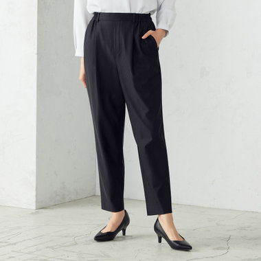 【セットアップ対応】ウォッシャブル ストライプ テーパードパンツ