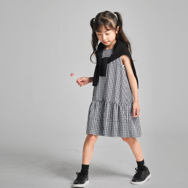 【リバーシブル】ギンガムチェック・バンダナ柄プリント ワンピース