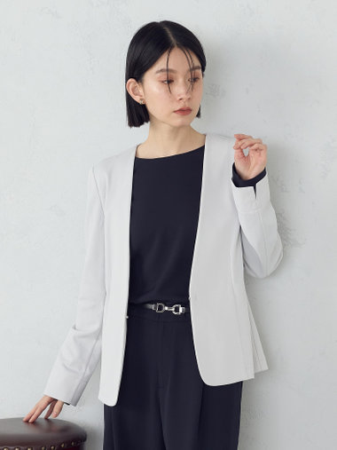 鹿の子ノーカラージャケット