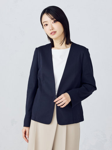 鹿の子ノーカラージャケット