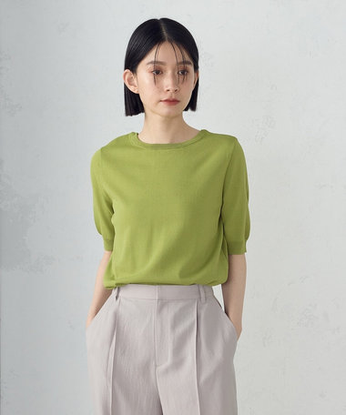 【ウォッシャブル・UVカット】2WAY５分袖ニット