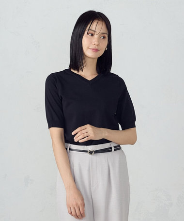 【ウォッシャブル・UVカット】2WAY５分袖ニット