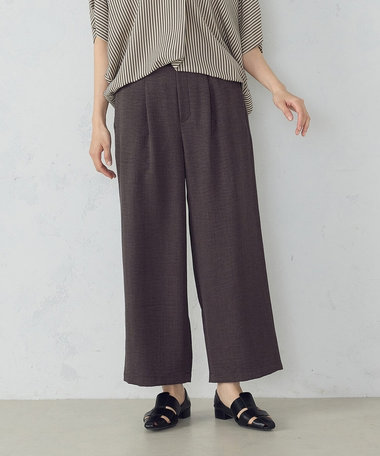 【美しいベーシックパンツ】麻調ワイドパンツ