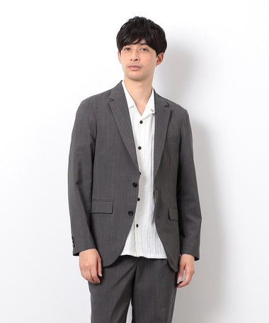 【セットアップ対応】リネンライク ポリエステル ジャケット