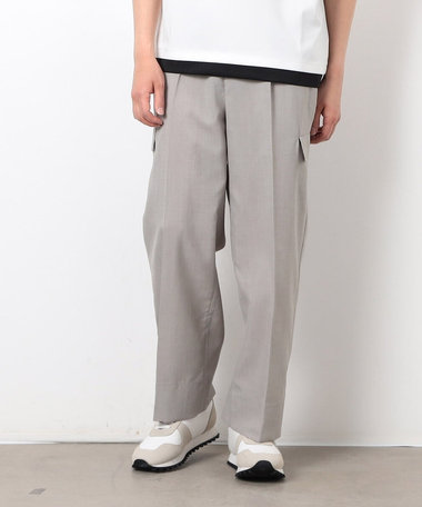 【セットアップ対応】リネンライク ポリエステル リラックス ワイドカーゴパンツ