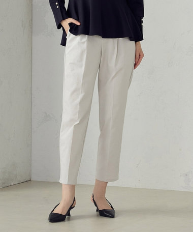 【美しいベーシックパンツ】ストレッチテーパードパンツ