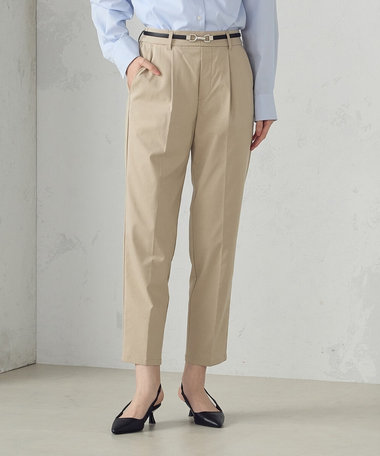 【美しいベーシックパンツ】ストレッチテーパードパンツ