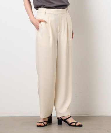 【美しいベーシックパンツ】麻調ワイドパンツ