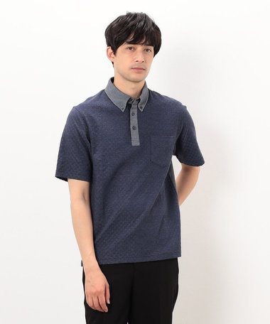 【吸水速乾】市松ジャカード×カノコポロシャツ