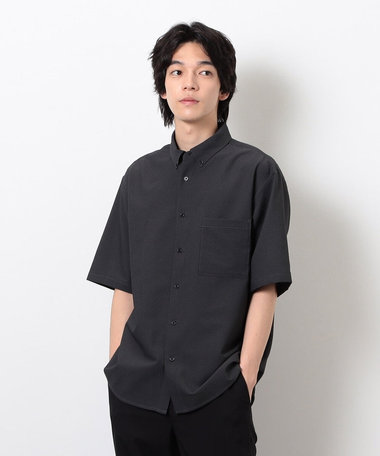 【セットアップ対応】シアサッカー 半袖釦ダウンシャツ