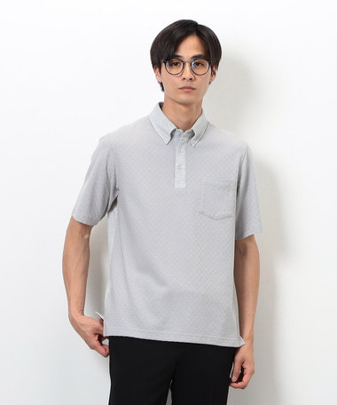 【吸水速乾】市松ジャカード×カノコポロシャツ