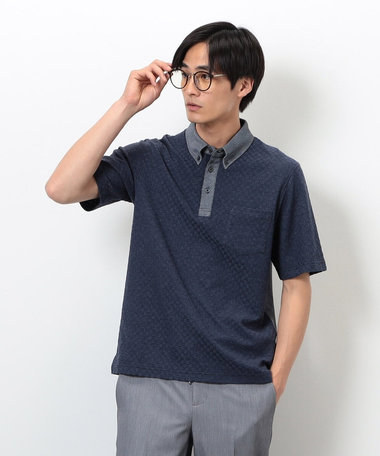 【吸水速乾】市松ジャカード×カノコポロシャツ
