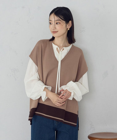 バイカラー オーバーサイズベスト