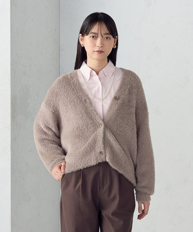 【ウォッシャブル】シャギーニット カーディガン