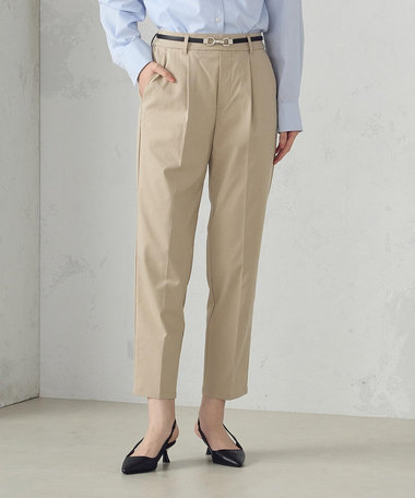 【美しいベーシックパンツ】ストレッチツイル テーパードパンツ