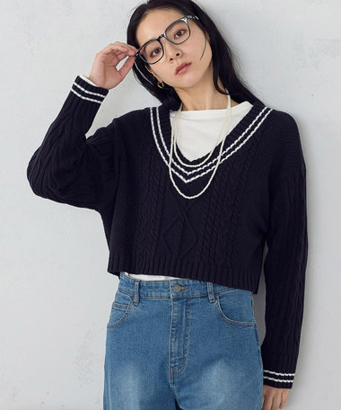 【i'm ism.】チルデン 深Ｖネックニット