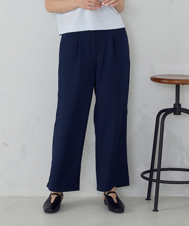 【美しいベーシックパンツ】麻調 ワイドパンツ
