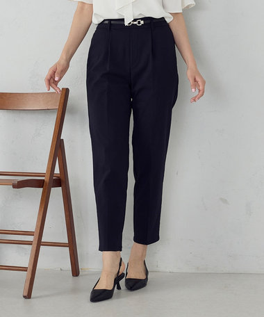 【美しいベーシックパンツ】ストレッチツイル テーパードパンツ